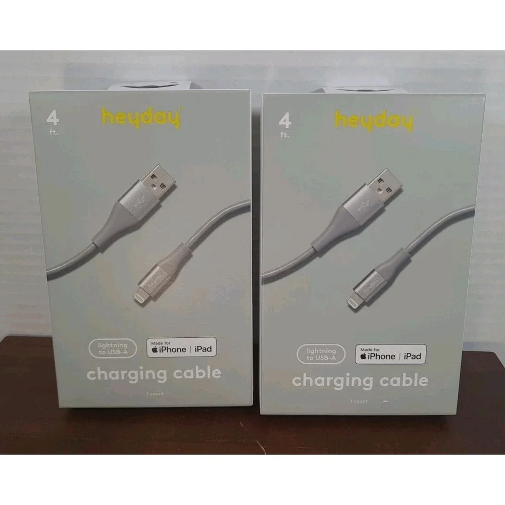 Set Of 2 Heyday 4 Foot USB-A Fast Charging Cable iPhone & IPad